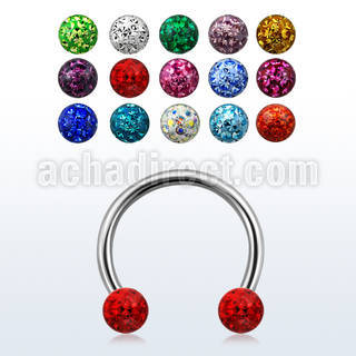 cbfr4 316l circular barbell with resined crystal ball