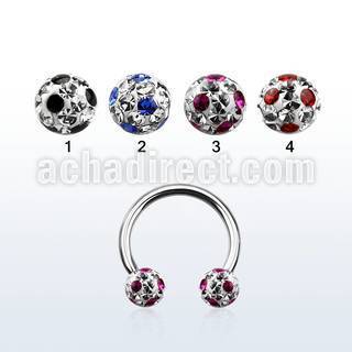 cbfr5a barbell circular acero quirurgico bolas multi cristal 5mm puntos mayorista
