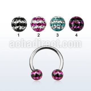 cbfr5d barbell circular acero quirurgico bolas 5mm multi cristal triple linea al por mayor