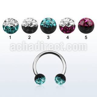 cbfr5e barbell circular acero quirurgico bolas 5mm multi cristal colores venta
