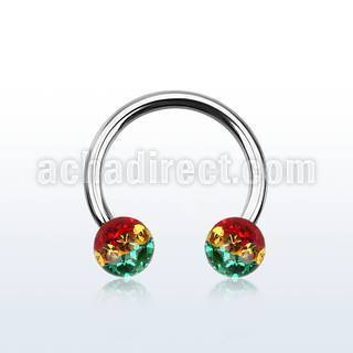 cbfr5r barbell circular acero quirurgico bolas 5mm multi cristal rayas colores rasta mayorista