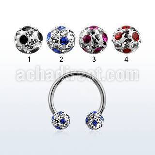 cbfr6a barbell circular acero quirurgico bolas 6mm multi cristal puntos distribuidor