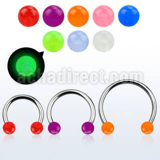 cbglb5l barbell circular diametro acero 316l bolas 5mm acrilico brilla oscuridad usar como arete distribuidor mayorista
