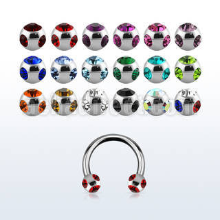 cbjb5 barbell circular acero quirurgico anodizado bolas multi cristal 5mm al por mayor