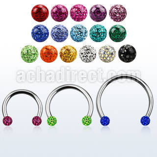 cbmf4l barbell circular diametro acero 316l bolas multi cristal 4mm usar como arete al por mayor