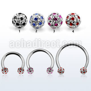 cbmfa5l barbell circular diametro acero 316l bolas 5mm multi cristal ferido puntos usar como arete al por mayor