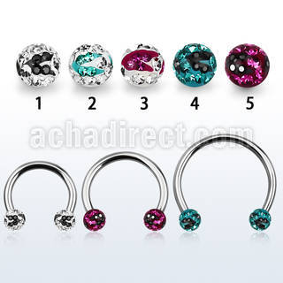 cbmfc5l barbell circular diametro acero 316l bolas 5mm multi cristal ferido rayas cebra usar como arete al por mayor