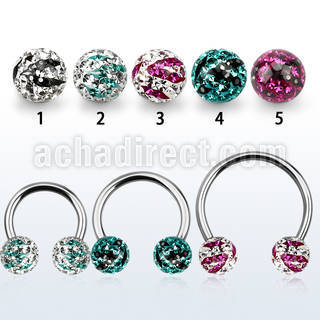 cbmfc8l barbell circular diametro acero 316l bolas 8mm multi cristal ferido rayas cebra usar como arete venta