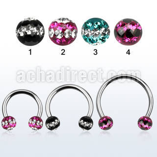 cbmfd6l barbell circular diametro acero 316l bolas 6mm multi cristal ferido triple linea usar como arete al por mayor