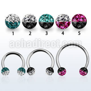 cbmfe6l barbell circular diametro acero 316l bolas 6mm multi cristal ferido colores usar como arete mayorista