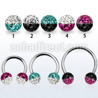cbmfe8l barbell circular diametro acero 316l bolas 8mm multi cristal ferido colores usar como arete distribuidor mayorista