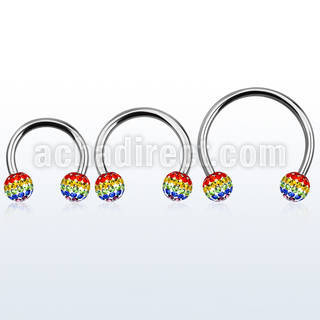 cbmfg6l barbell circular diametro acero 316l bolas 6mm multi cristal ferido bandera gay usar como arete al por mayor