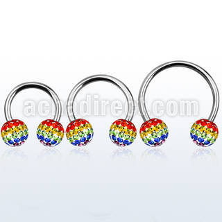 cbmfg8l barbell circular diametro acero 316l bolas 8mm multi cristal ferido bandera gay usar como arete distribuidor
