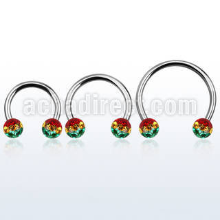 cbmfr6l barbell circular diametro acero 316l bolas 6mm rayas color rasta rosca usar como arete distribuidor