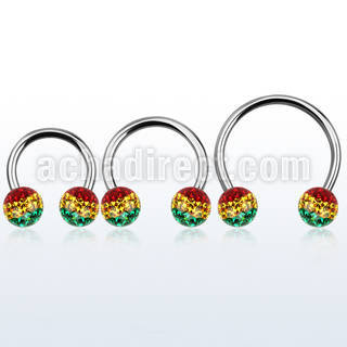 cbmfr8l barbell circular diametro acero 316l bolas 8mm rayas color rasta rosca usar como arete mayorista