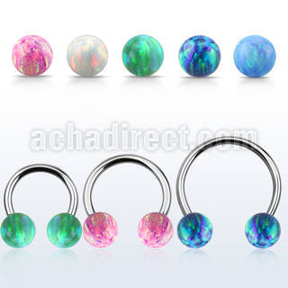 cbmop8l barbell circular diametro acero 316l con bolas 8mm de bolas opalo usar como arete al por mayor