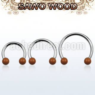 cbmsw5l barbell circular diametro acero 316l bolas 5mm madera sawo usar como arete venta