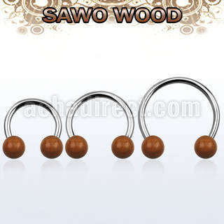 cbmsw8l barbell circular diametro acero 316l bolas 8mm madera sawo usar como arete mayorista