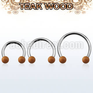 cbmte5l barbell circular diametro acero 316l bolas 5mm madera teca usar como arete distribuidor