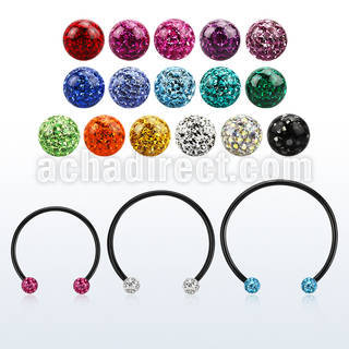 cbmtf4l barbell circular diametro acero 316l anodizado negro bolas multi cristal 10mm al por mayor