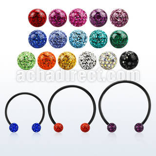 cbmtf5l barbell circular diametro acero 316l anodizado negro bolas multi cristal 10mm venta