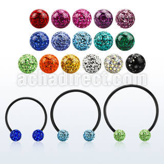 cbmtf6l barbell circular diametro acero 316l anodizado negro bolas multi cristal 10mm venta