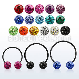 cbmtf8l barbell circular diametro acero 316l anodizado negro bolas multi cristal 10mm distribuidor mayorista