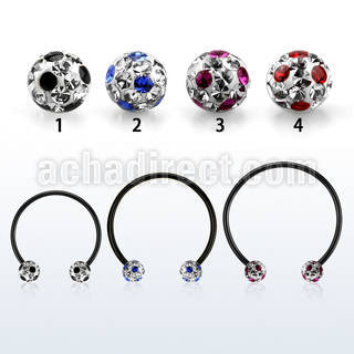 cbmtfa5l barbell circular diametro acero 316l anodizado negro bolas 5mm multi cristal puntos al por mayor