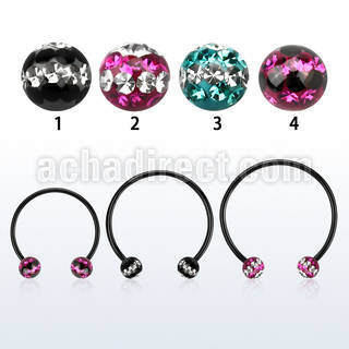 cbmtfd5l barbell circular diametro acero 316l anodizado negro bolas 5mm multi cristal triple linea distribuidor mayorista