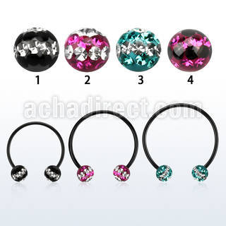 cbmtfd6l barbell circular diametro acero 316l anodizado negro bolas 6mm multi cristal triple linea mayorista