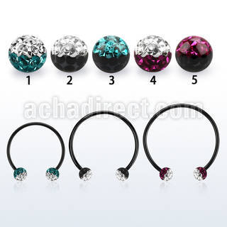 cbmtfe5l barbell circular diametro acero 316l anodizado negro bolas 5mm multi cristal colores al por mayor