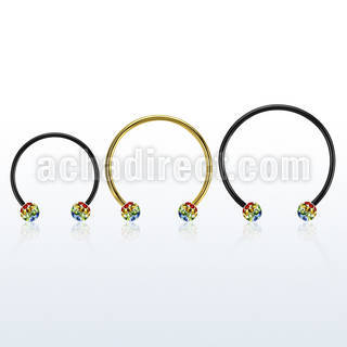 cbmtfg5l barbell circular diametro acero 316l anodizado negro bolas 5mm multi cristal colores arco iris orgullo gay mayorista