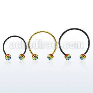 cbmtfg6l barbell circular diametro acero 316l anodizado negro bolas 6mm multi cristal colores arco iris orgullo gay venta