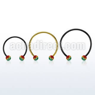 cbmtfr5l barbell circular diametro acero 316l anodizado negro bolas 5mm multi cristal rayas colores rasta distribuidor mayorista