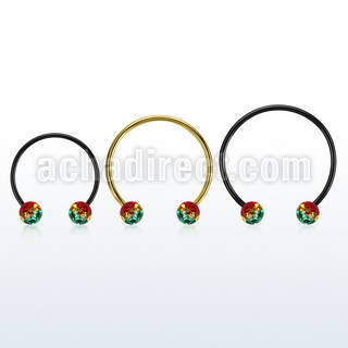 cbmtfr6l barbell circular diametro acero 316l anodizado negro bolas 6mm multi cristal rayas colores rasta mayorista