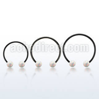 cbmtop6l barbell circular diametro acero 316l anodizado con bolas 6mm opalo usar como arete distribuidor