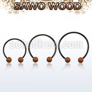 cbmtsw5l barbell circular diametro acero 316l anodizado bolas 5mm madera sawo usar como arete al por mayor