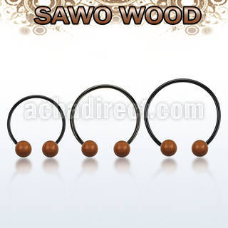 cbmtsw8l barbell circular diametro acero 316l anodizado bolas 8mm madera sawo usar como arete al por mayor