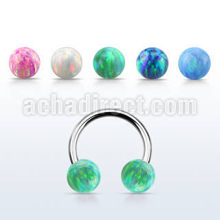 cbop6 barbell circular acero quirurgico bolas opalo 6mm al por mayor