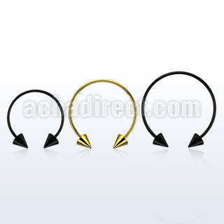 cbstcn4l xxl anodized steel circular barbell, 16g w 4mm cones