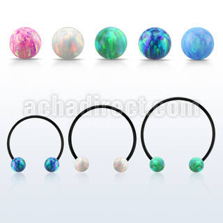 cbstop5l barbell circular diametro acero 316l anodizado bolas 5mm opalo usar como arete distribuidor