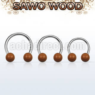 cbsw5 barbell circular organico barra acero 316l bolas madera sawo 5mm mayorista