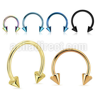 cbt20cn pvd plated 316l steel circular barbell w two 3mm cones