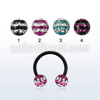 cbtfr6d barbell circular acero quirurgico anodizado bolas 6mm multi cristal triple linea venta