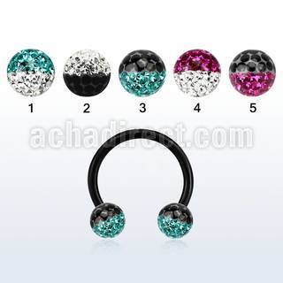 cbtfr6e barbell circular acero quirurgico anodizado bolas 6mm multi cristal colores mayorista