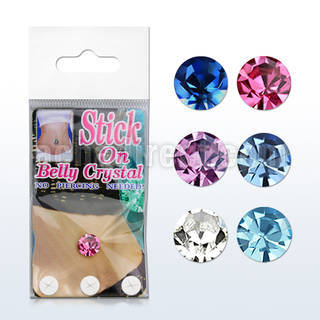 csb8 stick on assorted color belly button crystal