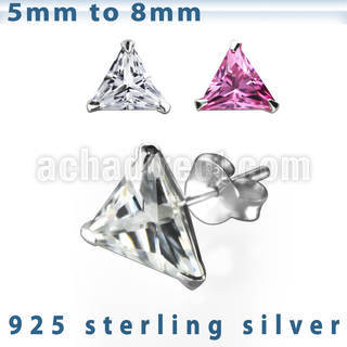 cztrm par piercings oreja plata 925 zirconia triangulares 5mm 8mm distribuidor