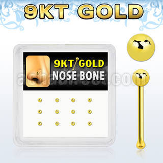 d9gnb5 caja 12 piercings nariz hueso oro 9 kts 0 6mm bola 1 5mm venta