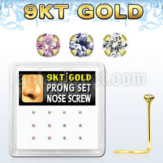 d9gsc2 caja 12 piercing nariz l oro 9 kts 0 6mm zirconia redonda 1 5mm mayorista