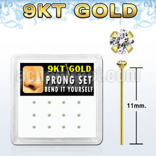 d9gys1 caja 12 piercing nariz doblar tu mismo oro 9 kts 0 6mm zirconia claras redondas 1 5mm mayorista